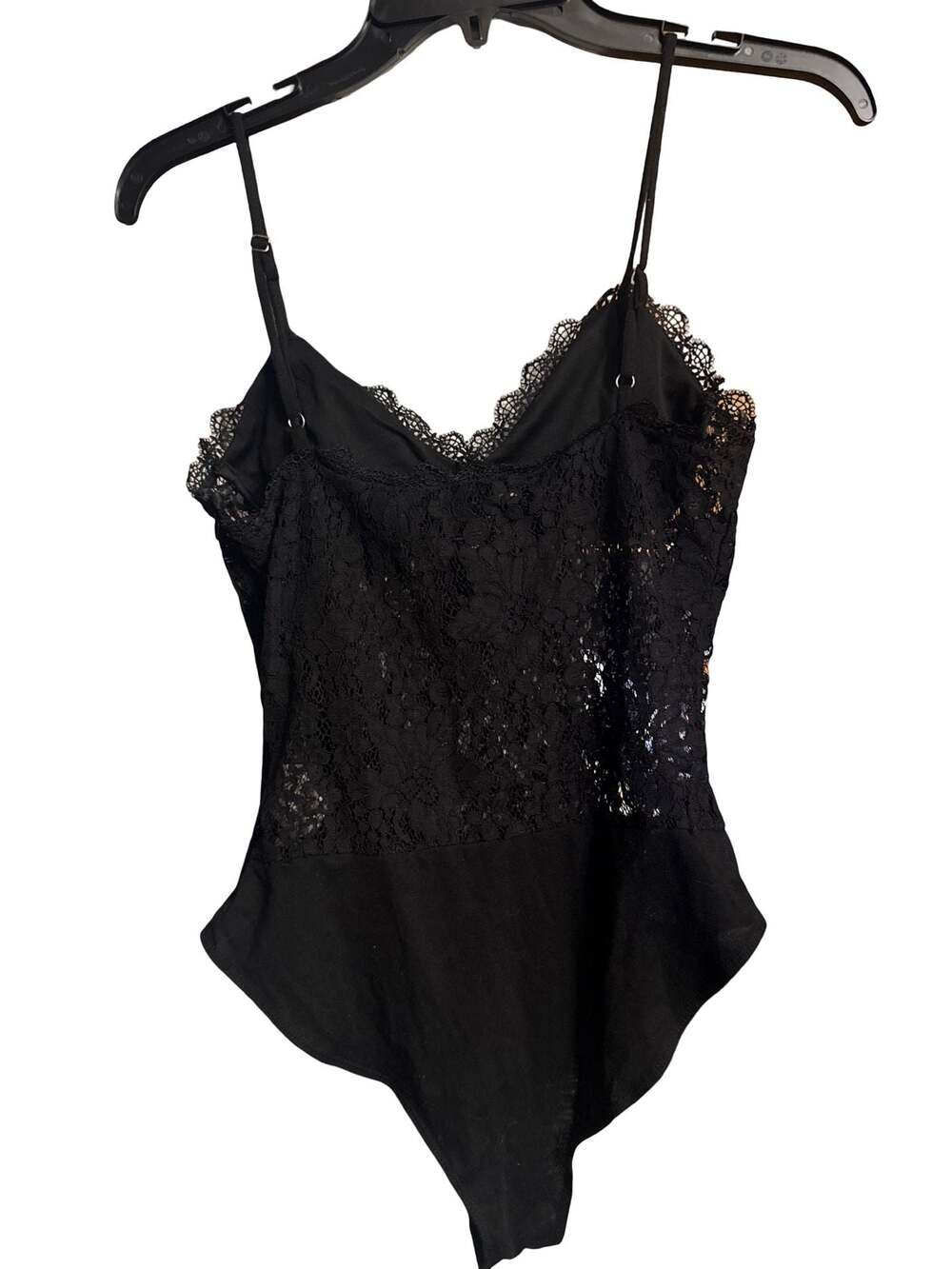 Forever 21 Black Floral Lace Spaghetti Strap Bodysuit